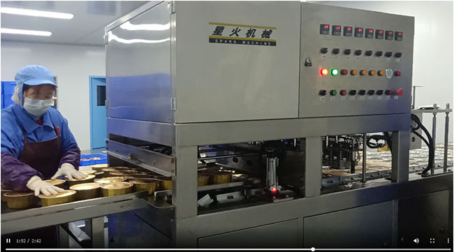 鋁箔盒預(yù)制菜全自動(dòng)連續(xù)式封口機(jī)操作視頻